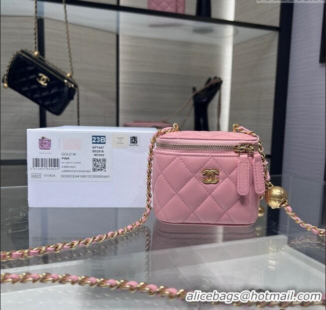 Luxury Classic Chanel Lambskin Clutch with Chain and Gold-Tone Ball AP1447 Light Pink 2024