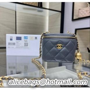 Luxury Classic Chanel Lambskin Clutch with Chain and Gold-Tone Ball AP1447 Dark Grey 2024