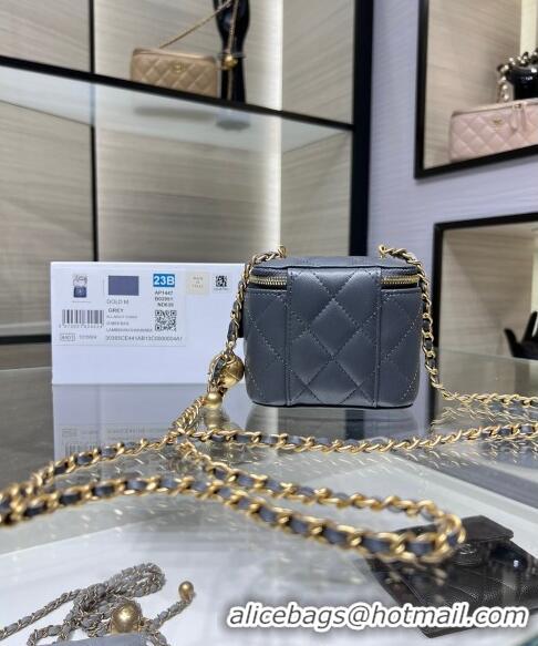 Luxury Classic Chanel Lambskin Clutch with Chain and Gold-Tone Ball AP1447 Dark Grey 2024