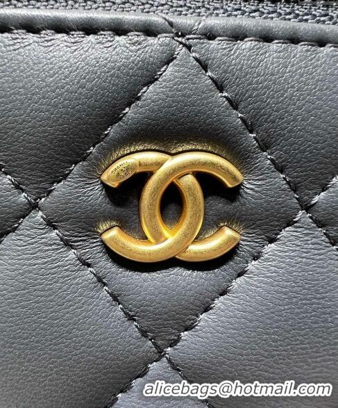 Luxury Classic Chanel Lambskin Clutch with Chain and Gold-Tone Ball AP1447 Dark Grey 2024