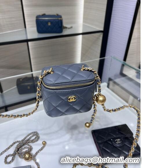 Luxury Classic Chanel Lambskin Clutch with Chain and Gold-Tone Ball AP1447 Dark Grey 2024