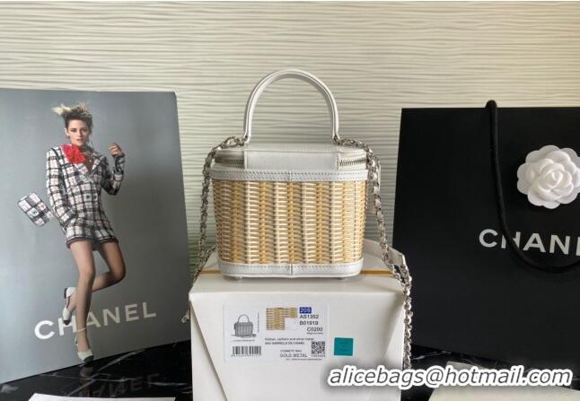 Grade Design Chanel Wicker and Calfskin Vanity Case AS1352 White 2024