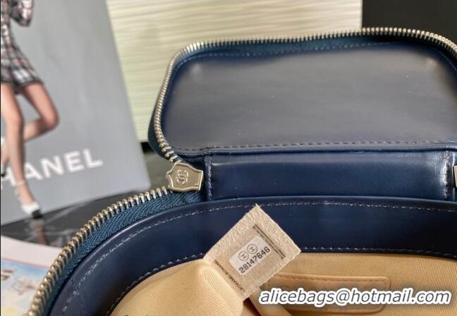 Promotional Chanel Wicker and Calfskin Vanity Case AS1352 Blue 2024