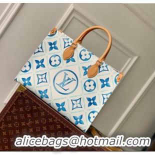 Best Price Louis Vuitton OnTheGo MM in Monogram Tiles Canvas M11262 Blue 2024