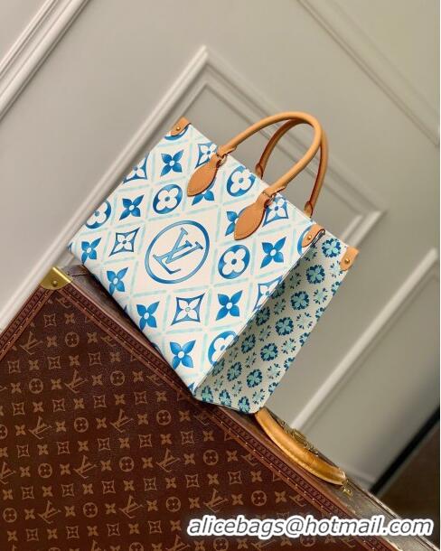 Best Price Louis Vuitton OnTheGo MM in Monogram Tiles Canvas M11262 Blue 2024