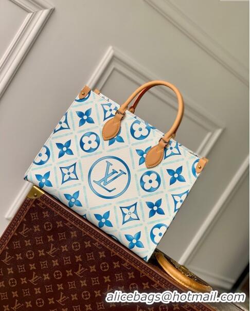 Best Price Louis Vuitton OnTheGo MM in Monogram Tiles Canvas M11262 Blue 2024