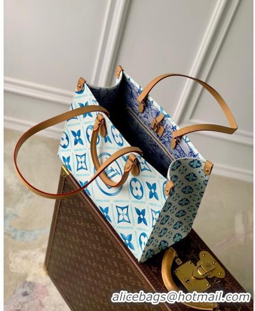 Best Price Louis Vuitton OnTheGo MM in Monogram Tiles Canvas M11262 Blue 2024