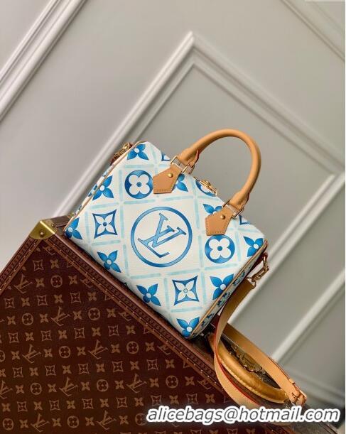 Famous Brand Louis Vuitton Speedy Bandoulière 25 in Monogram Tiles Canvas M11264 Lagoon Blue 2024