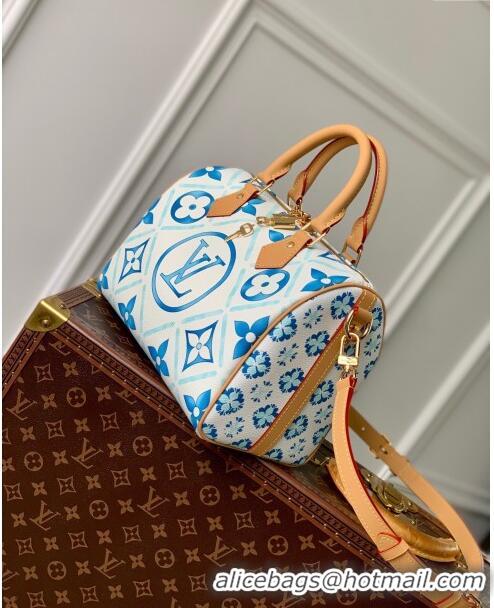 Famous Brand Louis Vuitton Speedy Bandoulière 25 in Monogram Tiles Canvas M11264 Lagoon Blue 2024