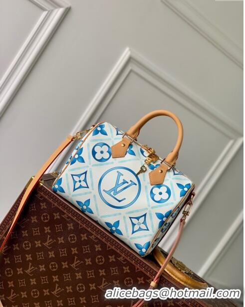 Famous Brand Louis Vuitton Speedy Bandoulière 25 in Monogram Tiles Canvas M11264 Lagoon Blue 2024