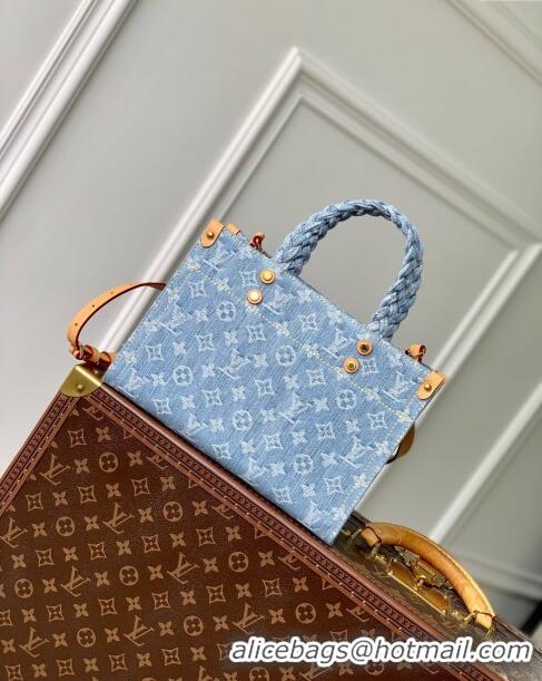 Pretty Style Louis Vuitton Let Go PM Tote Bag in Monogram Denim 100% GOTS-certified Cotton M24897 Blue 2024