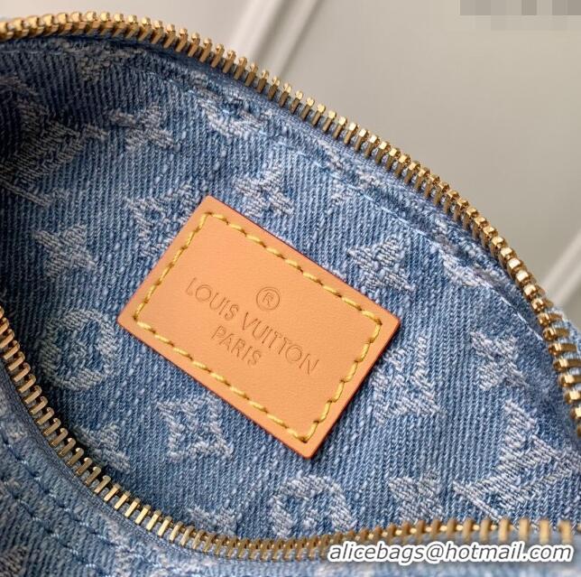 Promotional Louis Vuitton Nano Speedy Bag in Monogram Denim 100% GOTS-certified Cotton M11212 Blue 2024