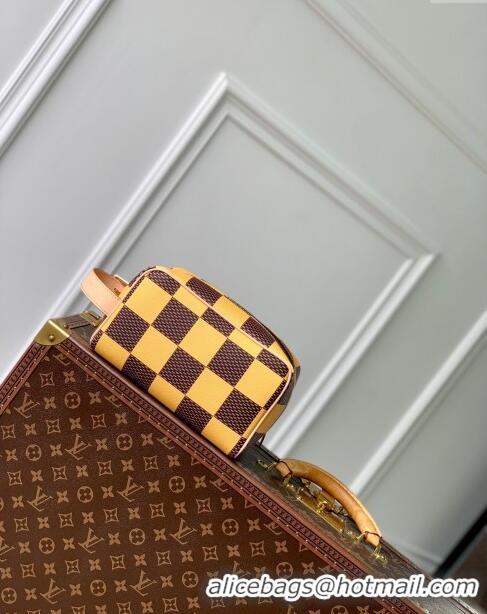 Famous Brand Louis Vuitton Locker Dopp Kit Bag in Damier Heritage Canvas N40567 Brown/Yellow 2024