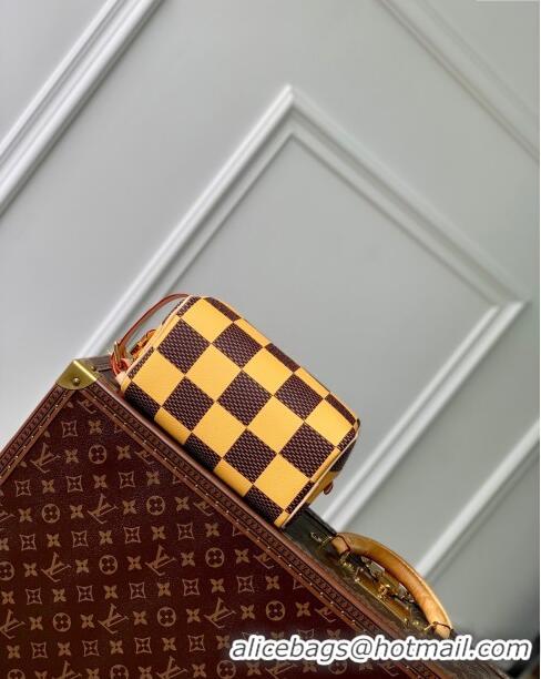 Famous Brand Louis Vuitton Locker Dopp Kit Bag in Damier Heritage Canvas N40567 Brown/Yellow 2024