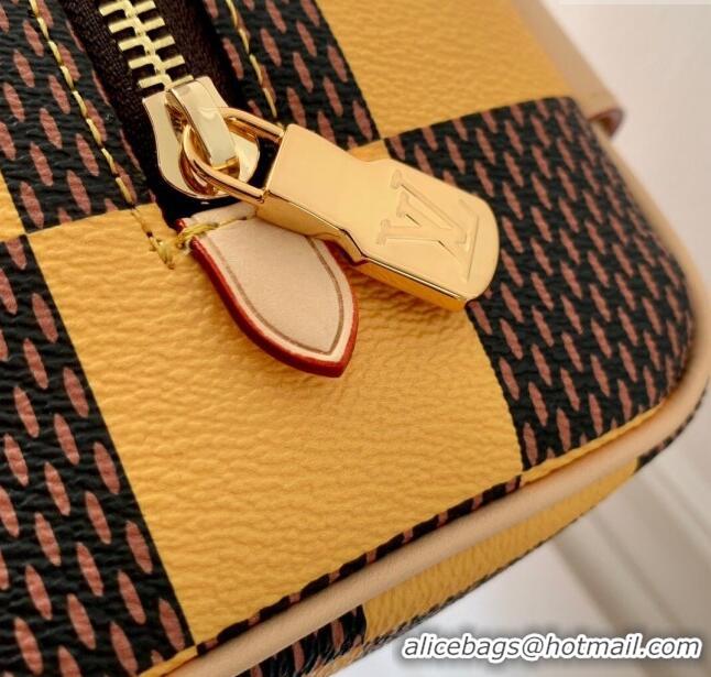 Famous Brand Louis Vuitton Locker Dopp Kit Bag in Damier Heritage Canvas N40567 Brown/Yellow 2024