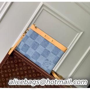 Promotional Louis Vuitton Pochette To-Go Clutch Bag in Monogram Denim 100% GOTS-certified Cotton M82313 Blue 2024