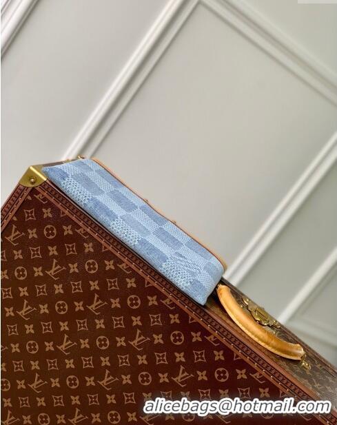 Promotional Louis Vuitton Pochette To-Go Clutch Bag in Monogram Denim 100% GOTS-certified Cotton M82313 Blue 2024