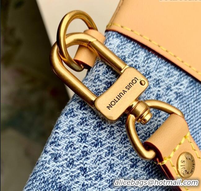 Promotional Louis Vuitton Pochette To-Go Clutch Bag in Monogram Denim 100% GOTS-certified Cotton M82313 Blue 2024