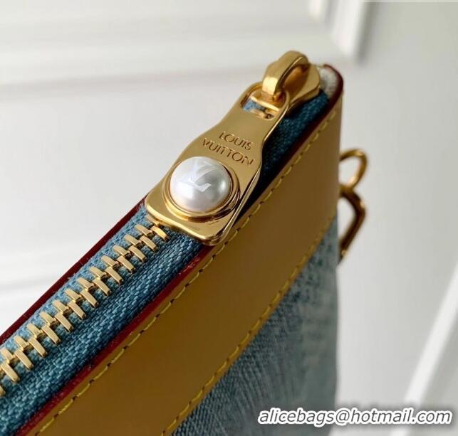 Promotional Louis Vuitton Pochette To-Go Clutch Bag in Monogram Denim 100% GOTS-certified Cotton M82313 Blue 2024