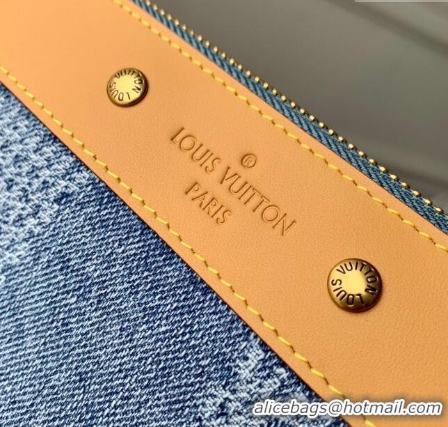 Promotional Louis Vuitton Pochette To-Go Clutch Bag in Monogram Denim 100% GOTS-certified Cotton M82313 Blue 2024