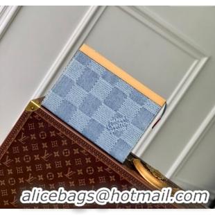 Best Price Louis Vuitton Pochette Voyage Clutch Bag in Monogram Denim 100% GOTS-certified Cotton N61692 Blue 2024