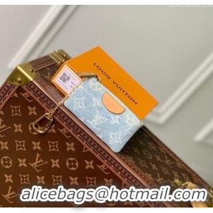 Low Cost Louis Vuitton Key Pouch in Monogram Denim 100% GOTS-certified Cotton M82961 Blue 2024