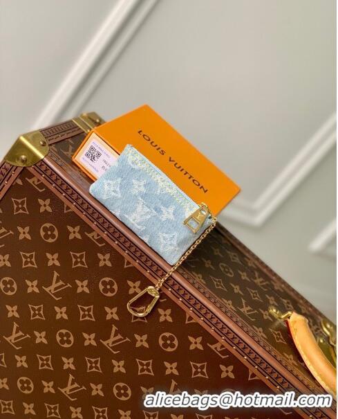 Low Cost Louis Vuitton Key Pouch in Monogram Denim 100% GOTS-certified Cotton M82961 Blue 2024