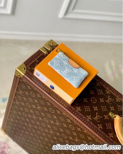 Low Cost Louis Vuitton Key Pouch in Monogram Denim 100% GOTS-certified Cotton M82961 Blue 2024