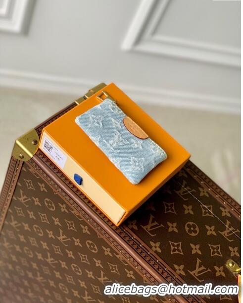 Low Cost Louis Vuitton Key Pouch in Monogram Denim 100% GOTS-certified Cotton M82961 Blue 2024