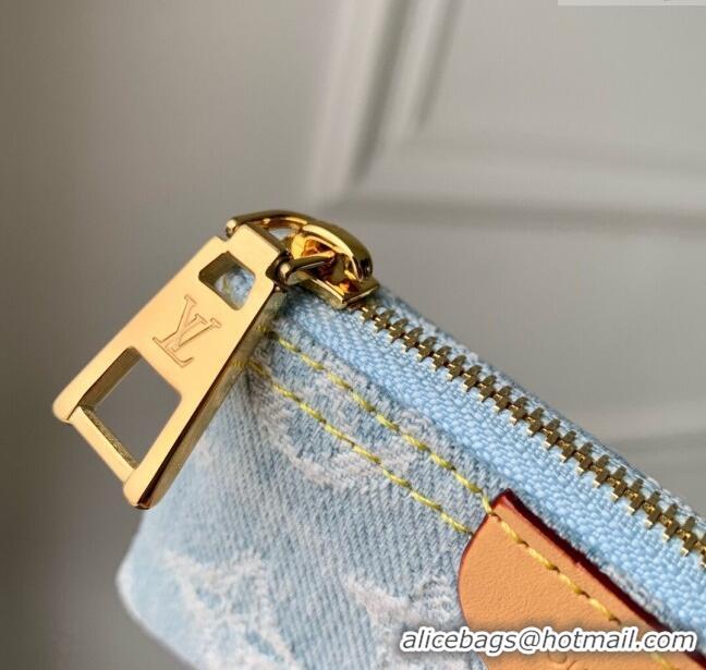 Low Cost Louis Vuitton Key Pouch in Monogram Denim 100% GOTS-certified Cotton M82961 Blue 2024