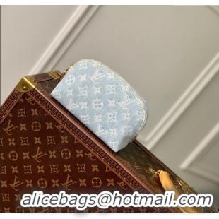 Good Product Louis Vuitton Pochette Cosmetique PM Pouch in Monogram Denim 100% GOTS-certified Cotton M83616 Blue 2024