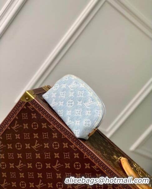 Good Product Louis Vuitton Pochette Cosmetique PM Pouch in Monogram Denim 100% GOTS-certified Cotton M83616 Blue 2024