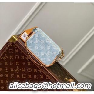 Top Quality Louis Vuitton Mini Pochette Accessories in Monogram Denim 100% GOTS-certified Cotton M82960 Blue 2024