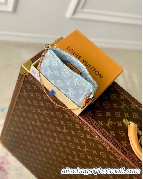 Top Quality Louis Vuitton Mini Pochette Accessories in Monogram Denim 100% GOTS-certified Cotton M82960 Blue 2024