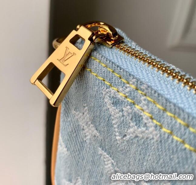 Top Quality Louis Vuitton Mini Pochette Accessories in Monogram Denim 100% GOTS-certified Cotton M82960 Blue 2024