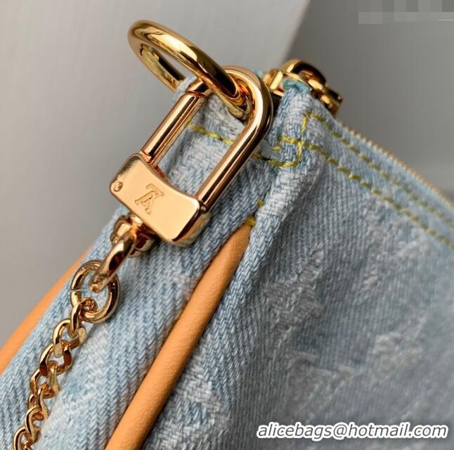 Top Quality Louis Vuitton Mini Pochette Accessories in Monogram Denim 100% GOTS-certified Cotton M82960 Blue 2024