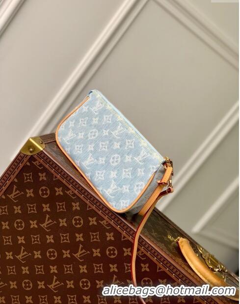 Good Product Louis Vuitton Pochette Accessoires Clutch in Monogram Denim 100% GOTS-certified Cotton M82692 Blue 2024