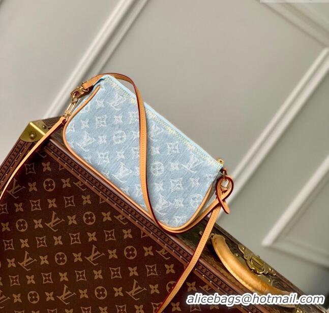 Good Product Louis Vuitton Pochette Accessoires Clutch in Monogram Denim 100% GOTS-certified Cotton M82692 Blue 2024