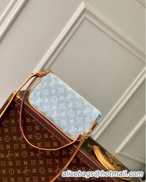 Good Product Louis Vuitton Pochette Accessoires Clutch in Monogram Denim 100% GOTS-certified Cotton M82692 Blue 2024