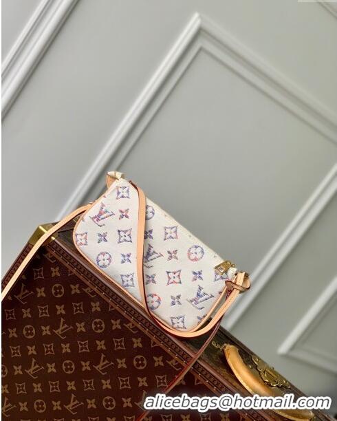 Unique Grade Louis Vuitton Pochette Accessoires Clutch in Multicolor Beige Monogram Jacquard Fabric M40712 2024