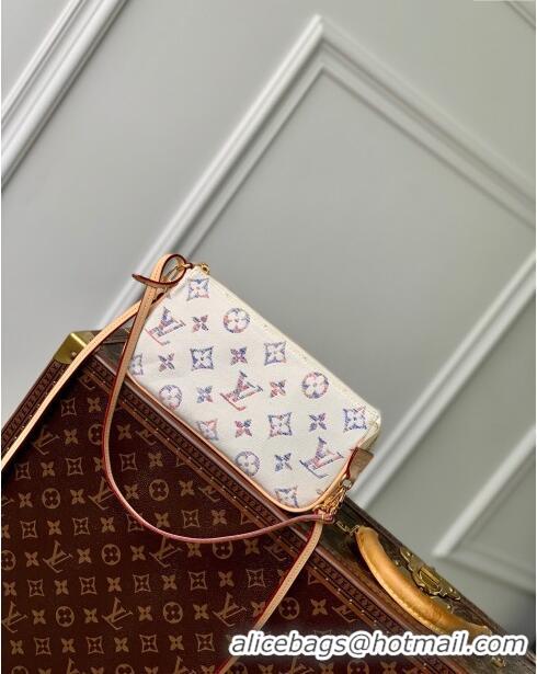 Unique Grade Louis Vuitton Pochette Accessoires Clutch in Multicolor Beige Monogram Jacquard Fabric M40712 2024