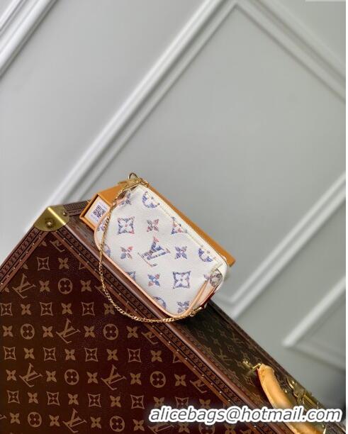 Promotional Louis Vuitton Mini Pochette Accessories Clutch in Multicolor Beige Monogram Jacquard Fabric M58009 2024