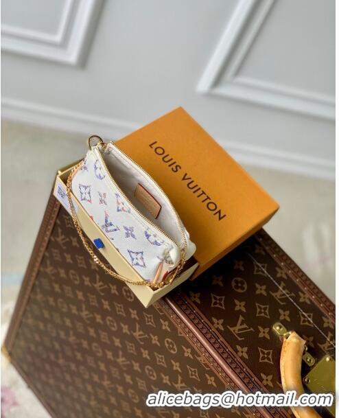 Promotional Louis Vuitton Mini Pochette Accessories Clutch in Multicolor Beige Monogram Jacquard Fabric M58009 2024