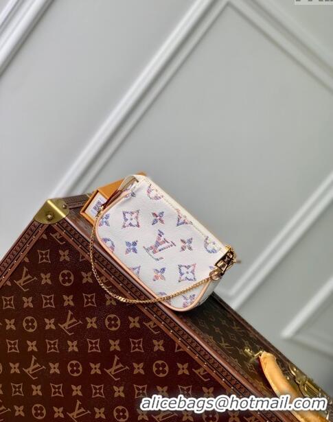 Promotional Louis Vuitton Mini Pochette Accessories Clutch in Multicolor Beige Monogram Jacquard Fabric M58009 2024