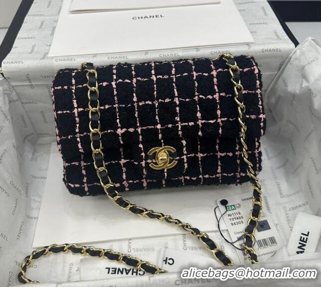 Buy Inexpensive Chanel Classic Tweed Mini Flap Bag A69900 Black/Pink 2024