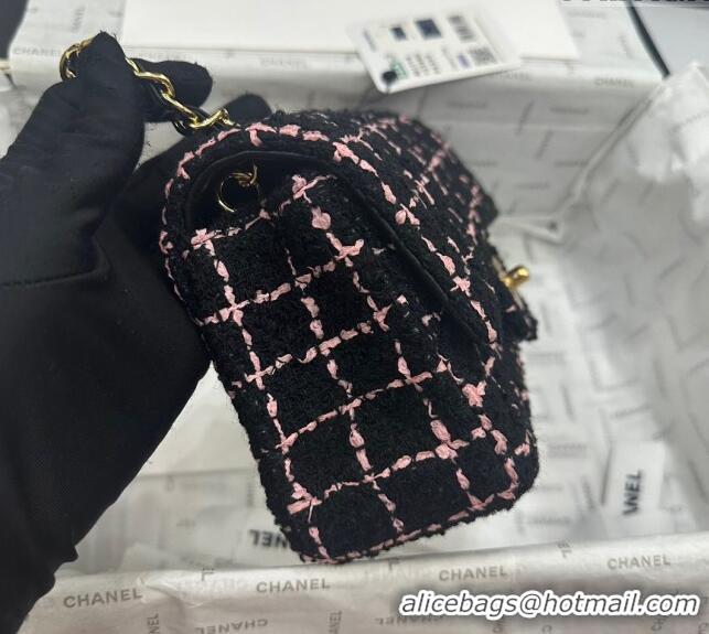 Buy Inexpensive Chanel Classic Tweed Mini Flap Bag A69900 Black/Pink 2024