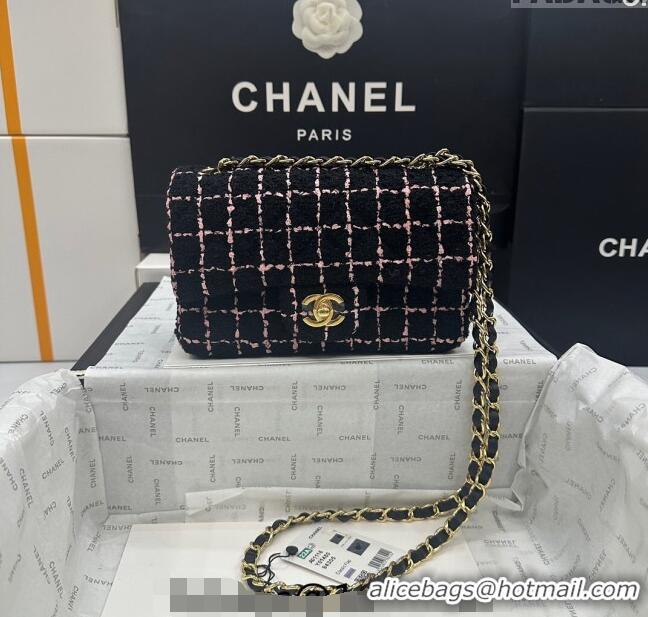 Buy Inexpensive Chanel Classic Tweed Mini Flap Bag A69900 Black/Pink 2024