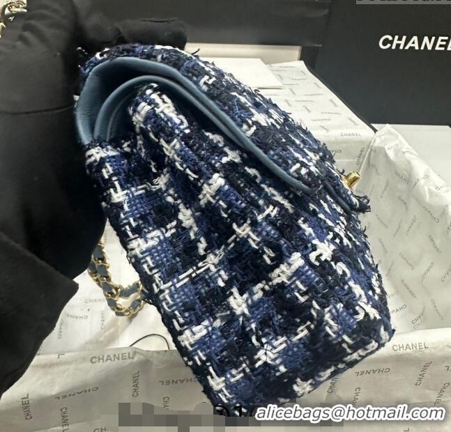 Promotional Chanel Classic Tweed Medium Flap Bag A01112 Navy Blue/White 2024