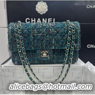 Good Taste Chanel Classic Tweed Medium Flap Bag A01112 Green 2024