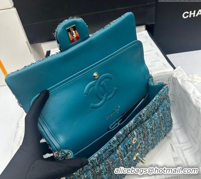 Good Taste Chanel Classic Tweed Medium Flap Bag A01112 Green 2024